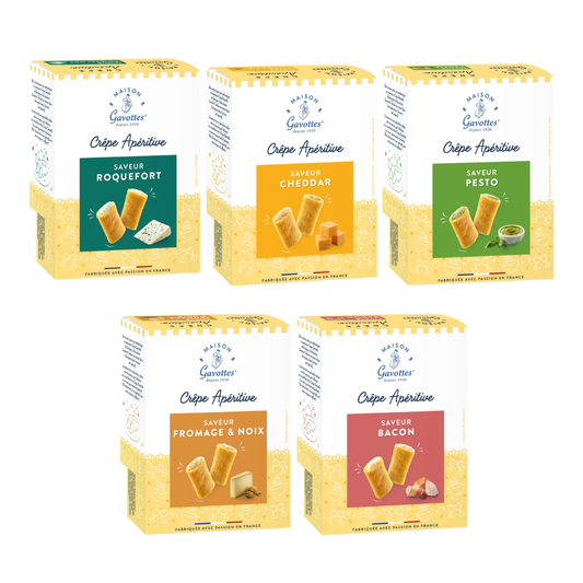 GAVOTTES Savory Crêpes 5x110g (Roquefort, Cheddar, Pesto, Cheese & Walnut and Bacon)