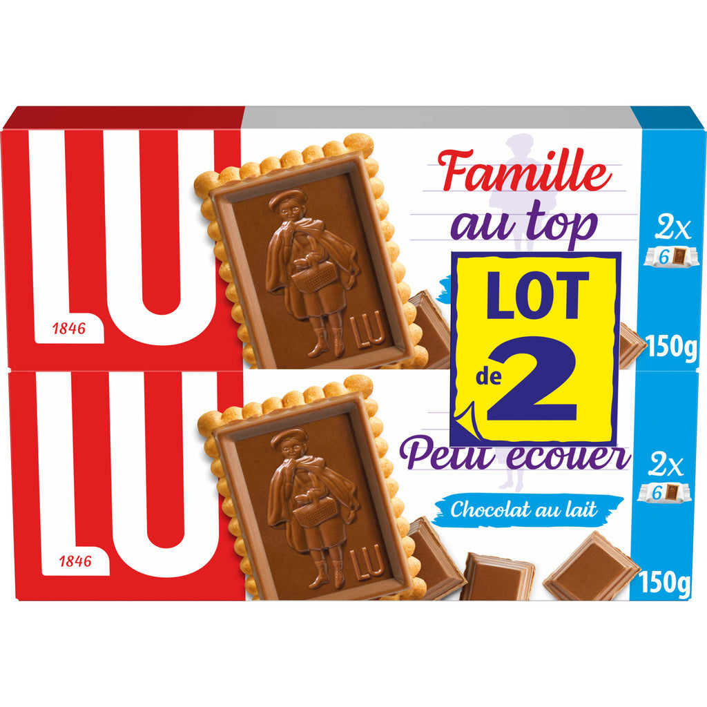 LU Petit Écolier - Biscoito amanteigado com barra de chocolate ao leite 2x150g