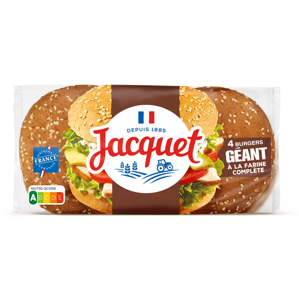 JACQUET Géant bread burger flour complète x4 - 330g*