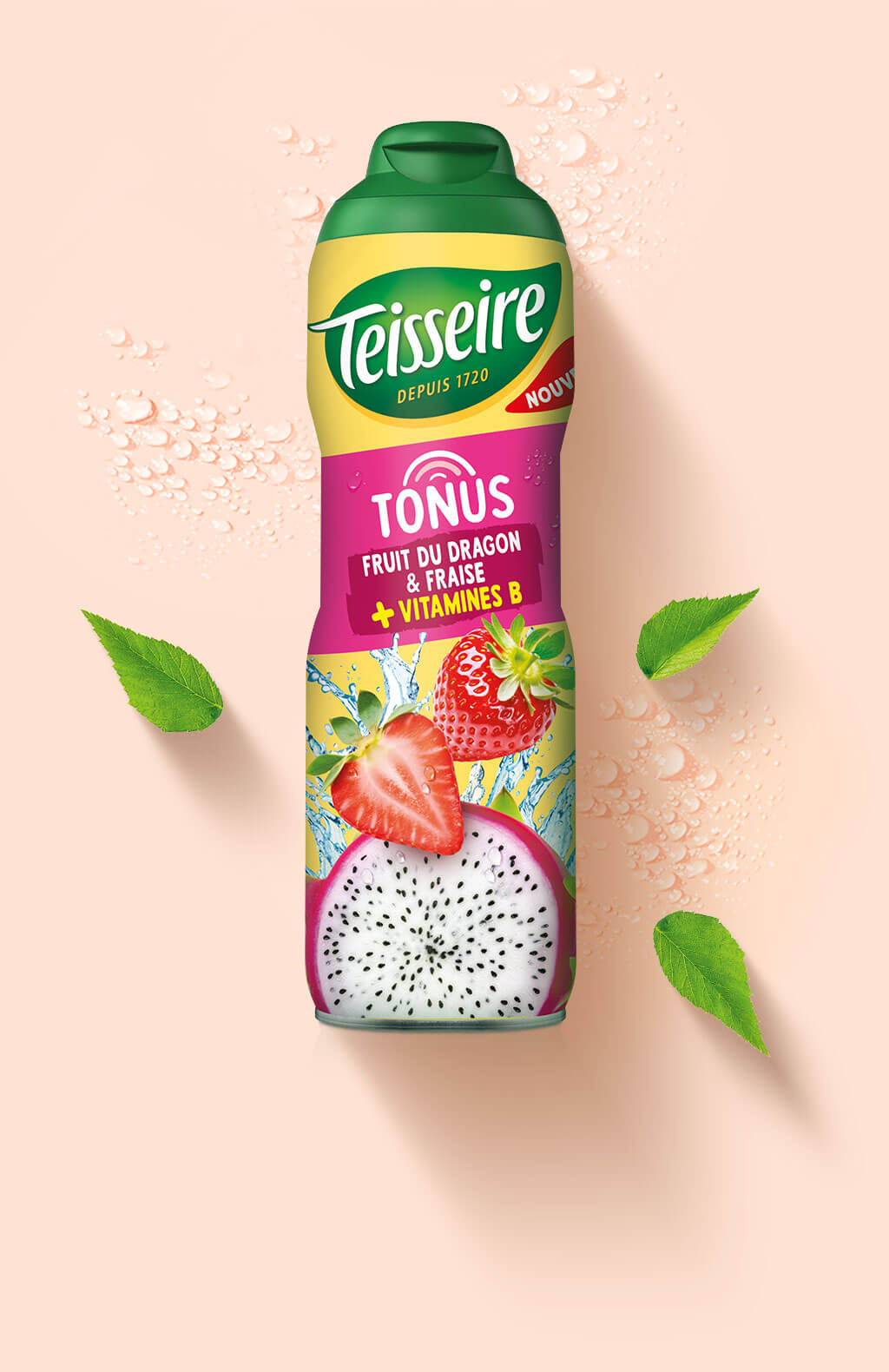 Xarope TEISSEIRE Tonus Pitaya e Morango com Vitamina B 60cl