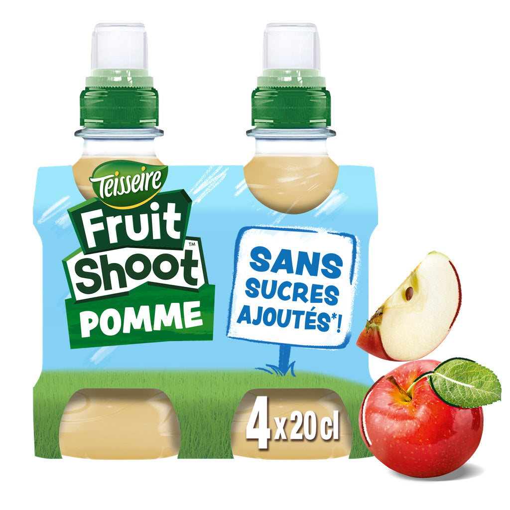 TEISSEIRE Fruit Shoot - Boisson au jus de pomme sans sucres ajoutés 4x20cl