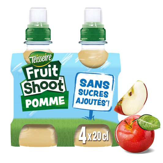 TEISSEIRE Fruit Shoot - Bebida de zumo de manzana sin azúcares añadidos 4X20CL