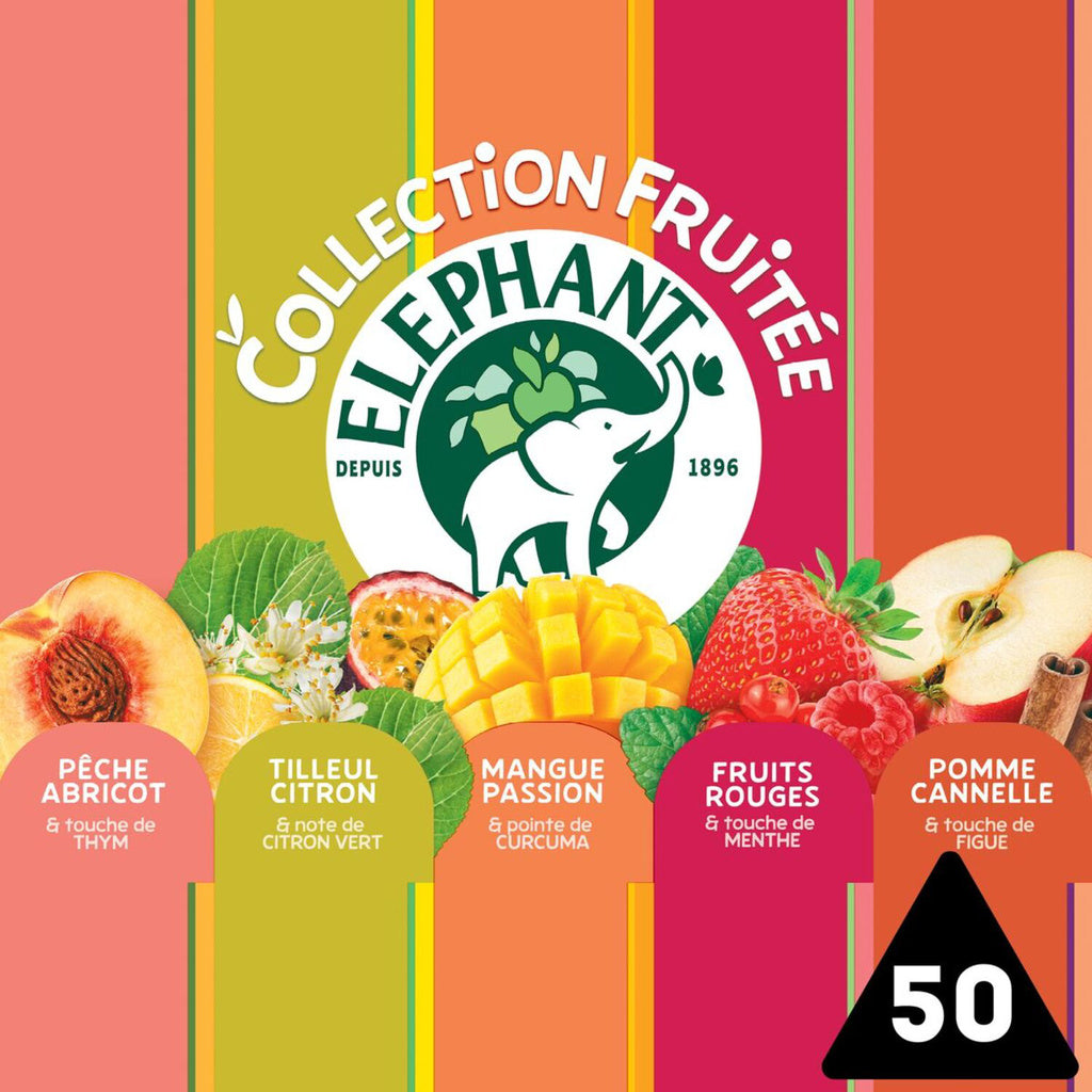 ELEPHANT Fruity Infusion peach & apricot, linden lemon, mango & passion fruit, strawberry, raspberry & redcurrant, apple & cinnamon x50