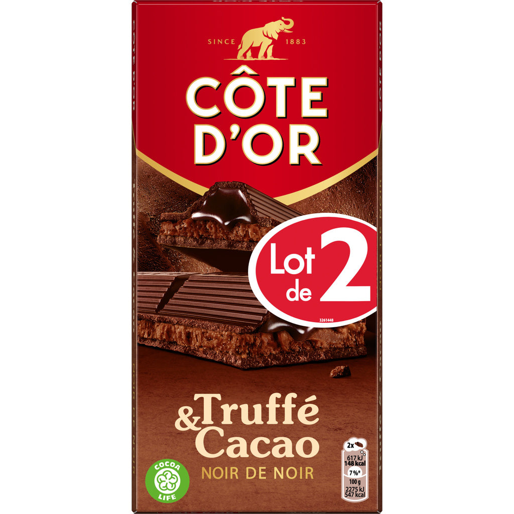 COTE D'OR dark chocolate of dark truffé & cocoa 2x190g
