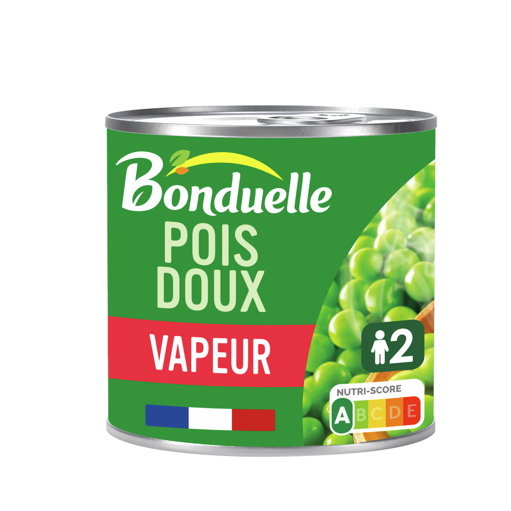 BONDUELLE Petits pois doux cuits à la vapeur 265g
