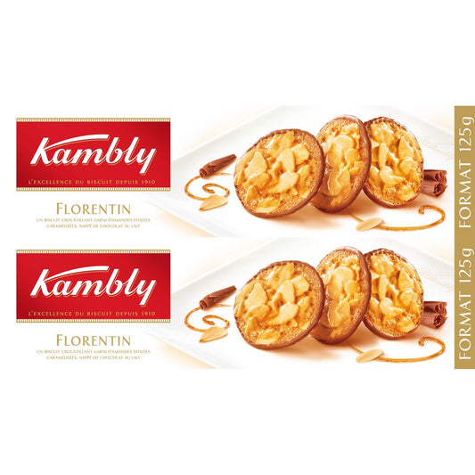 KAMBLY Florentine biscuit with milk chocolate and caramelized almonds 2x125g