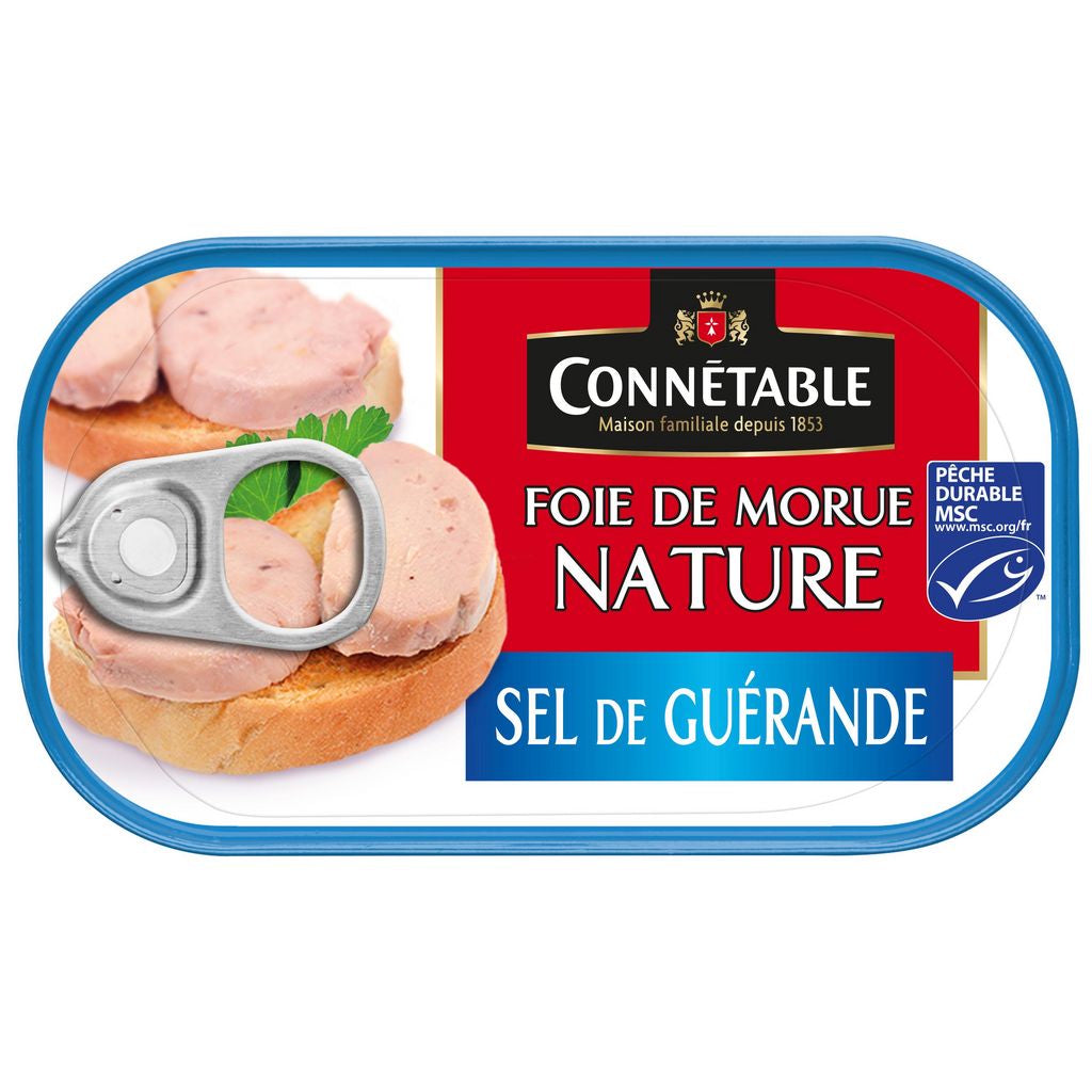 Fígado de bacalhau CONNETABLE MSC natural com sal de Guérande 121g