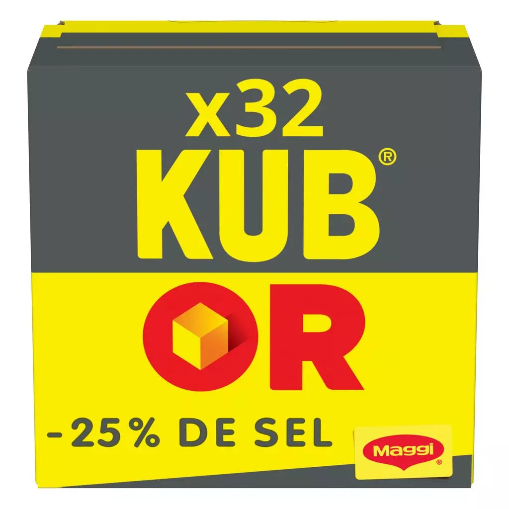 MAGGI Kub Or Bouillon -25 % de sel, 100 % végétal (32 x 3,8 g) 122 g