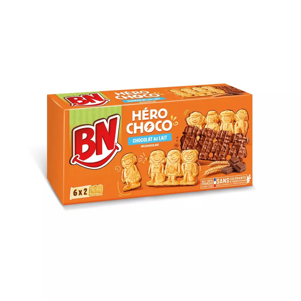 Galletas cubiertas de chocolate con leche BN Hero Choco, paquetes frescos 175g