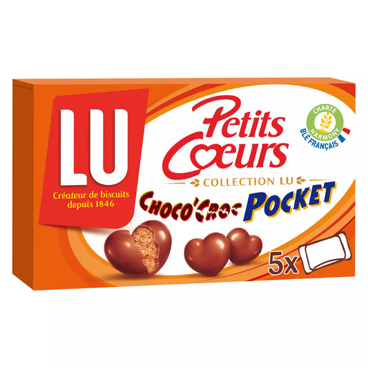 LU Petits Cœurs Choco’Croc Pocket Biscuits coated with milk chocolate 180g