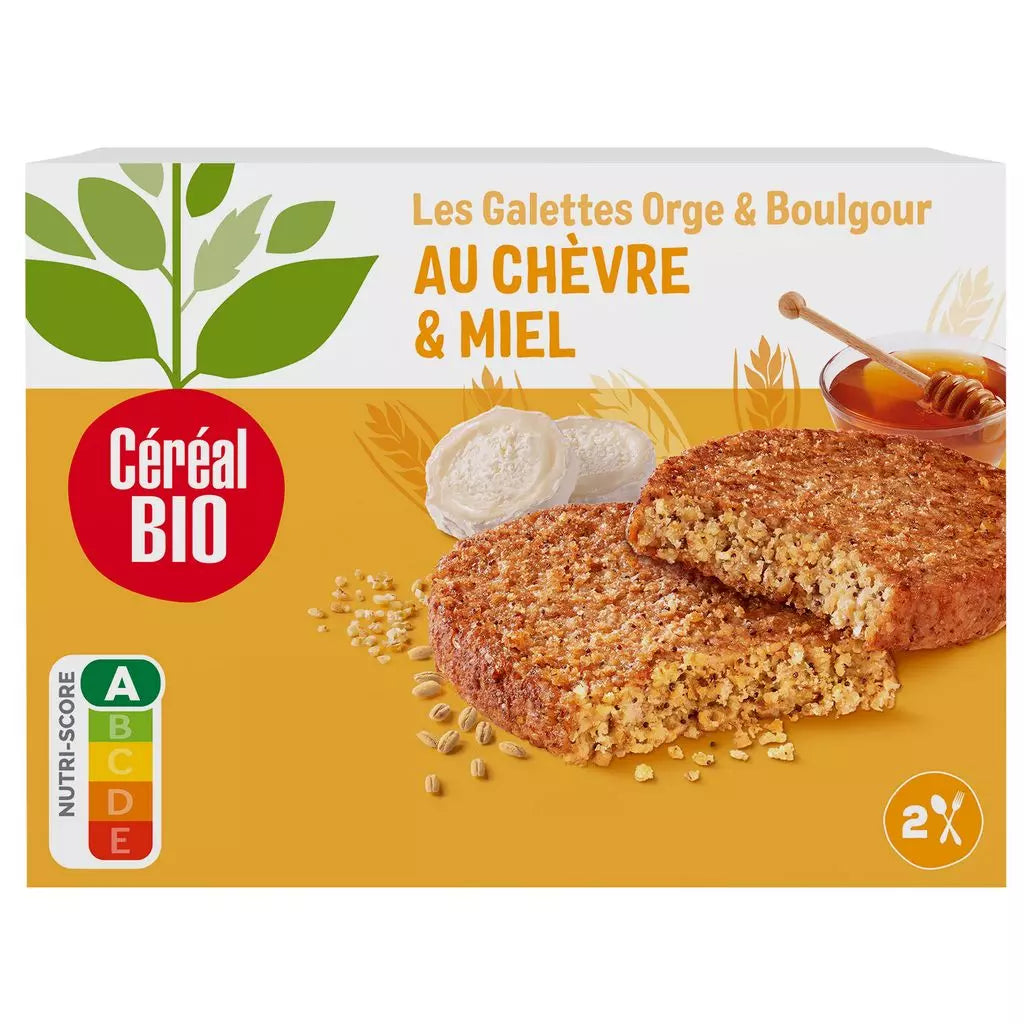 CEREAL BIO Gallette di Orzo e Bulgur con Formaggio di Capra e Miele Biologico – 2x100g