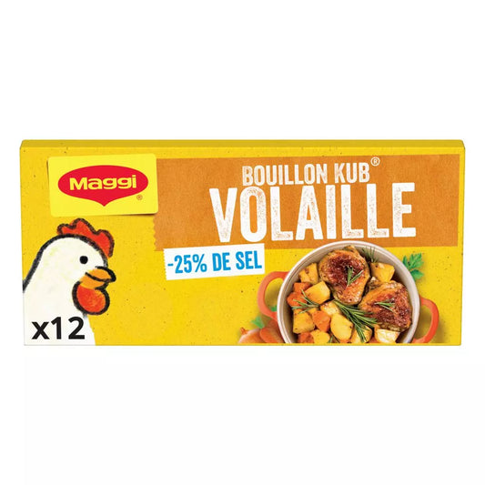 Dadi per Brodo di Pollo MAGGI -25% di Sale, Senza Olio di Palma (12x10g) 120g