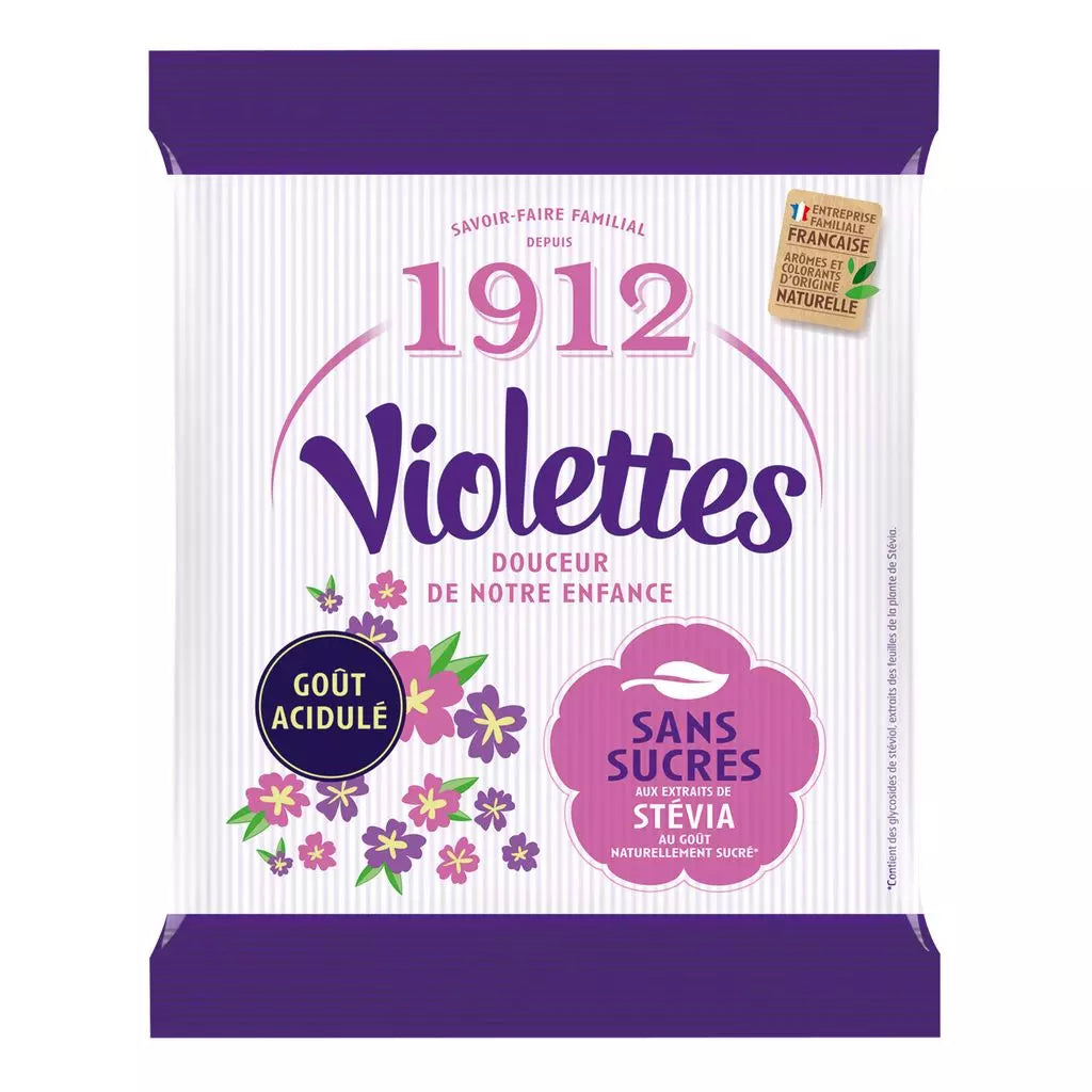 VERQUIN Zuckerfreie Veilchenbonbons mit Stevia 100g