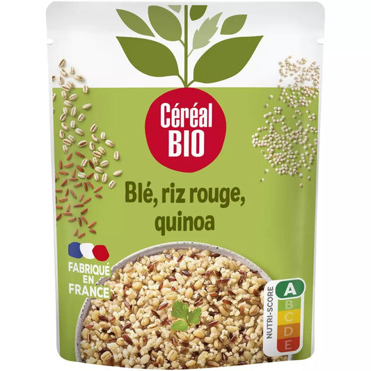 Cereal Orgânico de Arroz Vermelho, Trigo e Quinoa – Embalagem Pronta para Consumo – 220g