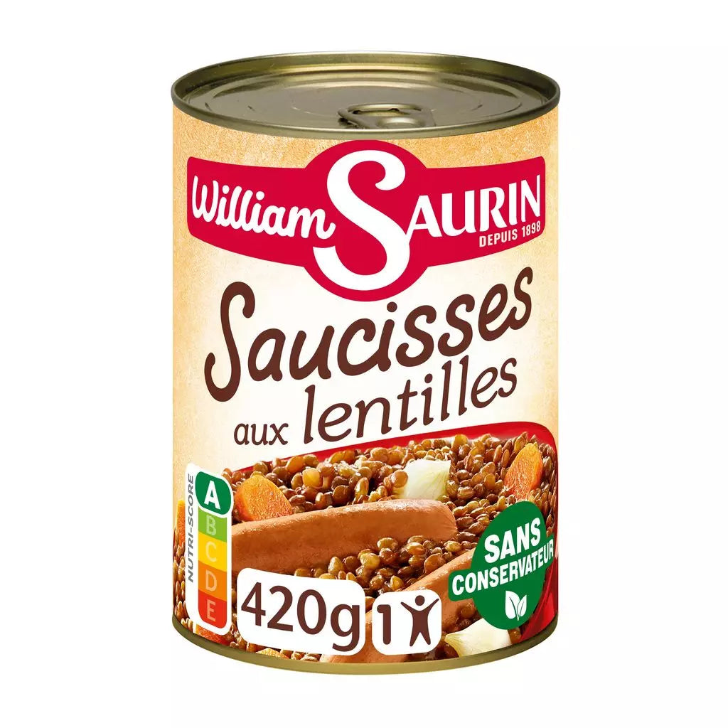 WILLIAM SAURIN Sausages with Lentils 420g