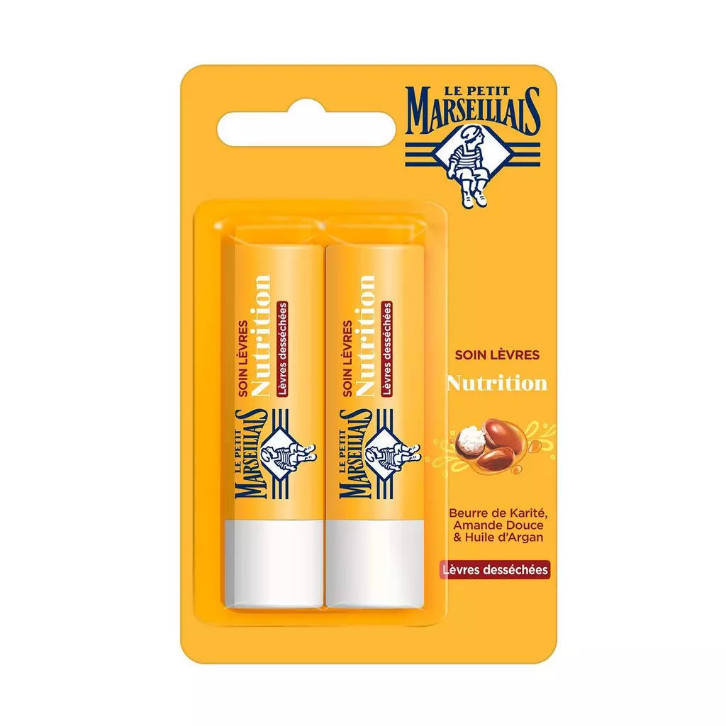 Protetor labial LE PETIT MARSEILLAIS com manteiga de karité, amêndoa doce e óleo de argan 2x4,9g