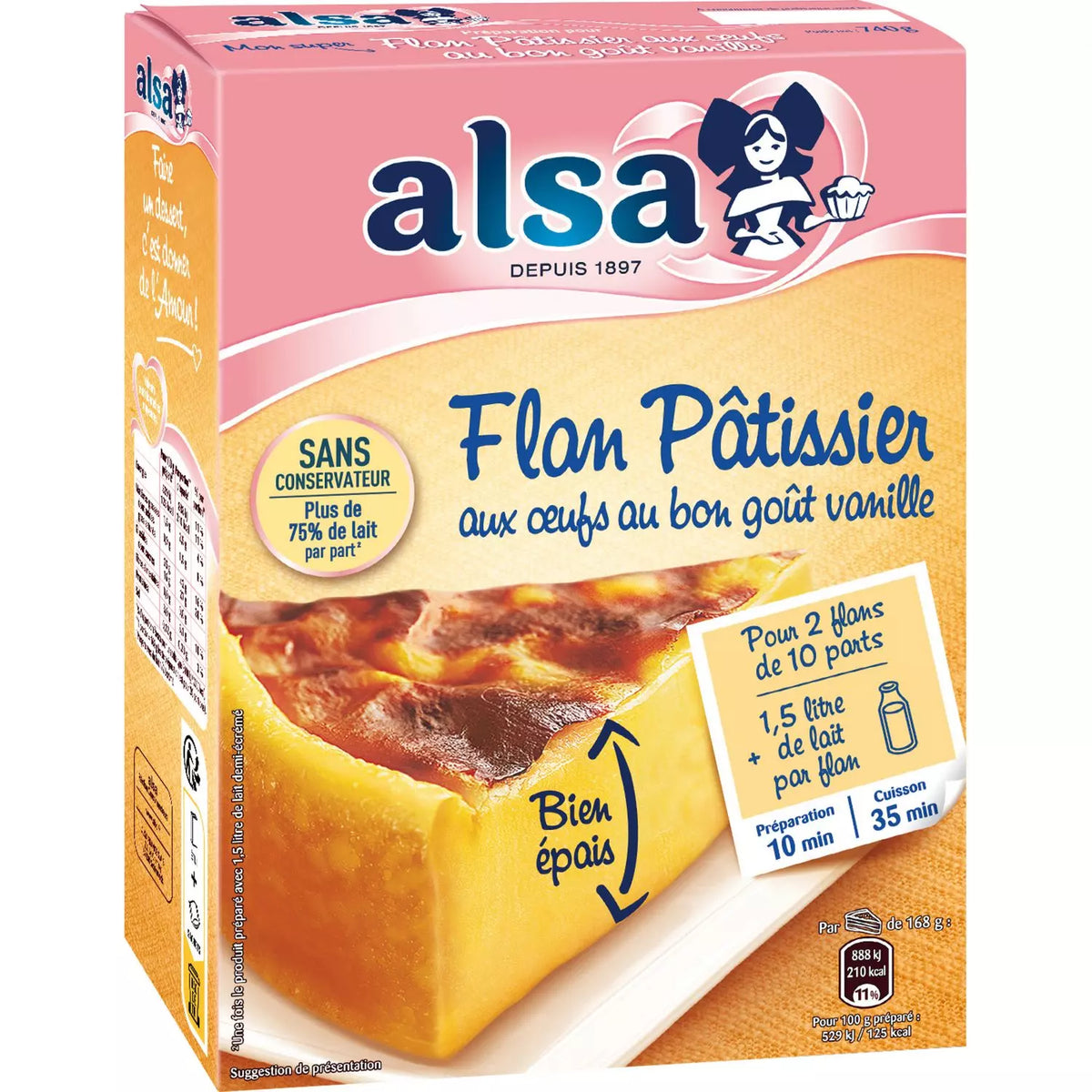 ALSA Flan-Mischung mit Eiern und Vanille – 740g (2 Beutel)