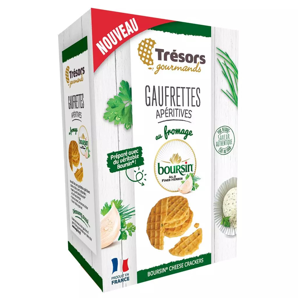 Petiscos de Waffle Salgado TRESORS GOURMANDS Boursin Alho e Ervas - 60g