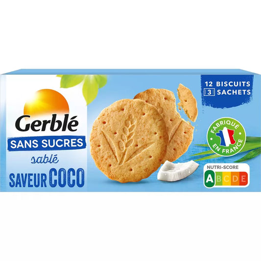Sablés sans sucres ajoutés saveur noix de coco GERBLE 132g