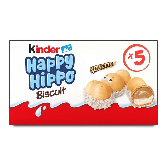 KINDER Happy Hippo hippopotamus-shaped biscuits filled milk and hazelnuts x5 - 104g