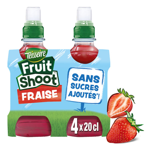TEISSEIRE Fruit Shoot - Boisson au jus de fraise sans sucres ajoutés 4X20CL