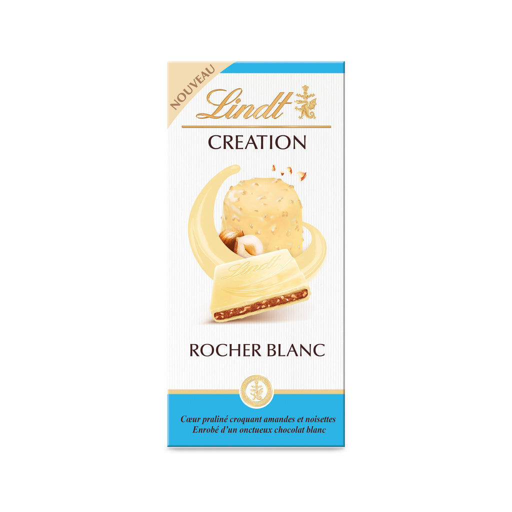 LINDT Chocolat rocher blanc Création 184g