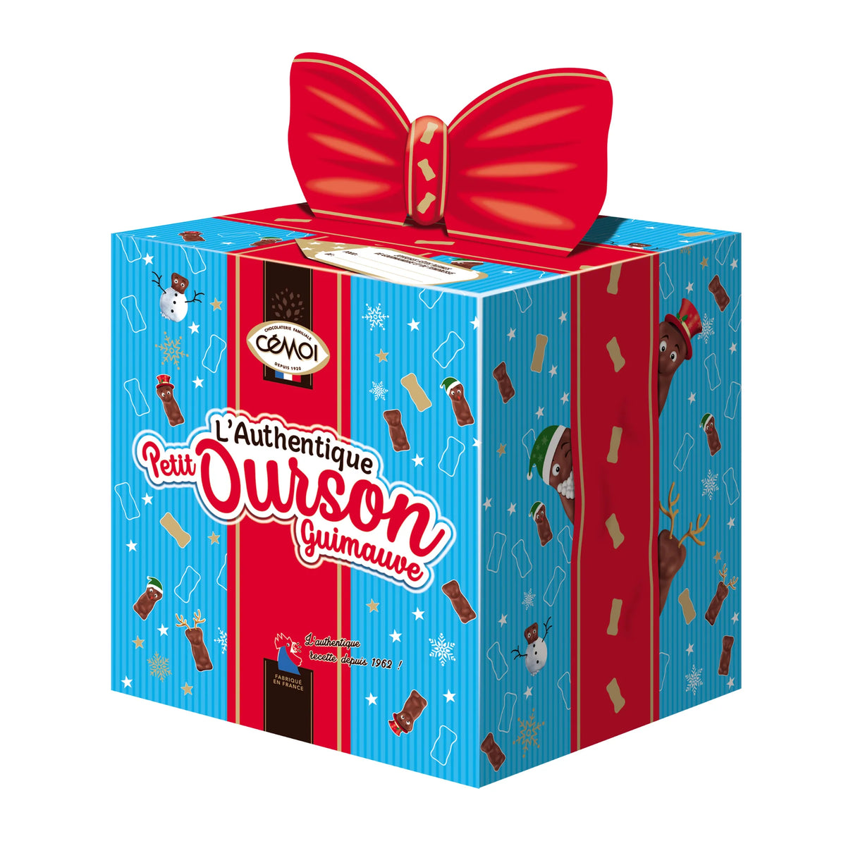 CEMOI Boîte cadeau Petit Ourson Guimauve de Noël, chocolat au lait (304g)