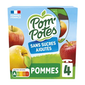 POM'POTES Apfelkompottbeutel ohne Zuckerzusatz - 360 g (4 x 90)