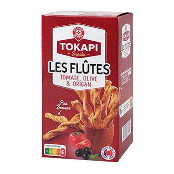 MARQUE REPÈRE Mini-flûtes Tomate/azeitona/orégano - 100g