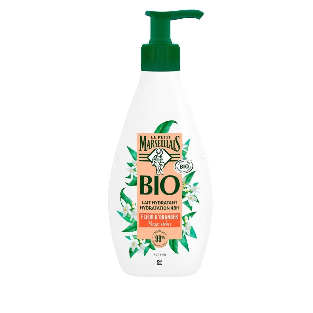 LE PETIT MARSEILLAIS Moisturizing Body Milk Organic Fleur d’Oranger Dry Skin 250ml Pump Bottle