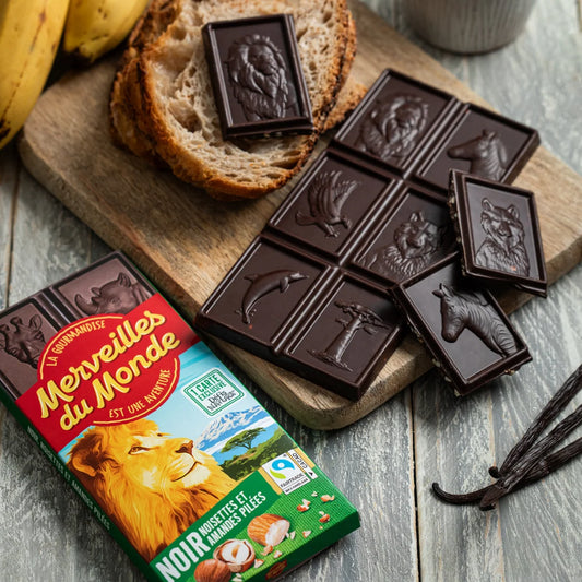 MERVEILLES DU MONDE Dark Chocolate with Hazelnuts and Almonds 100g