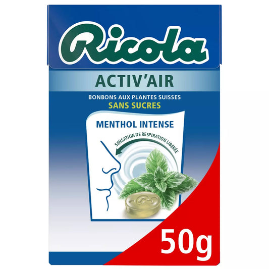 Caramelos sin azúcar RICOLA Activ’Air Menta Intensa 50g