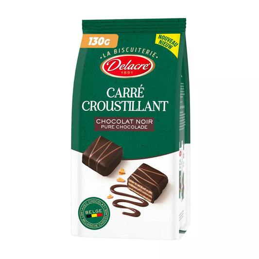 Biscuits carrés croustillants au chocolat noir DELACRE 130g
