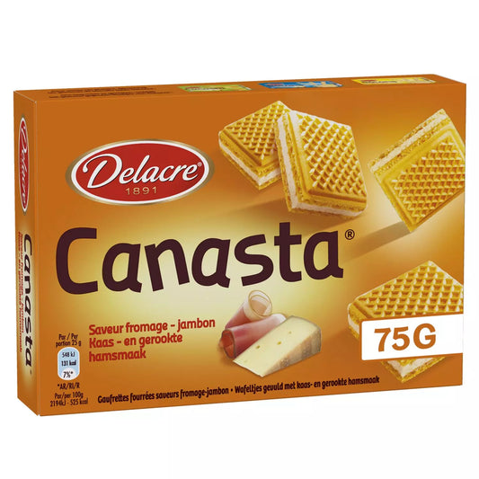 Biscuits apéritifs DELACRE Canasta au goût jambon fumé et fromage 75g
