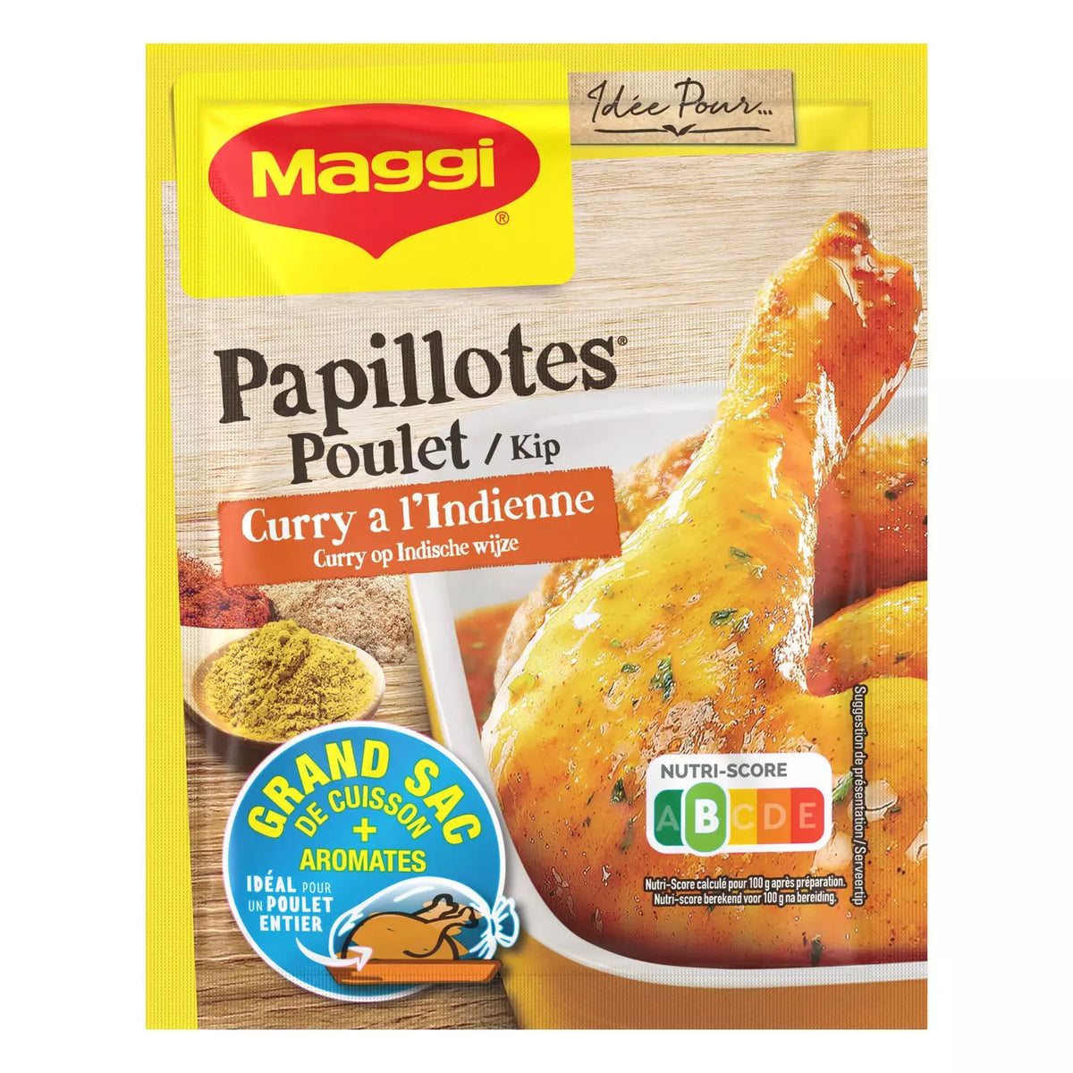 MAGGI Papillotes - Assaisonnement pour Poulet au Curry à l'Indienne 30 g