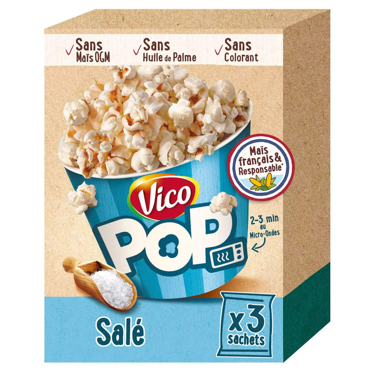 VICO Palomitas de Maíz Saladas – 3x80g (240g total)